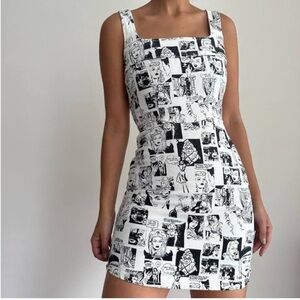 Reformation Newspaper Cartoon Denim Mini Dress